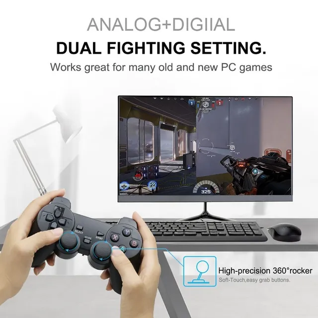 DuLingKer Mando PC Inalámbrico, Mando PS3 PC Gamepad con Doble Vibración,  Inalámbrico 2,4G Gaming Mandos para PC Windows 11 10 8 7, PS3, Android  Smart