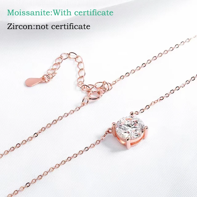 Smyoue 1-5CT Rose Gold Color Moissanite Necklace for Women D Color Sparkling Classic Lab Diamon Pendant Sterling Silver 925 100%