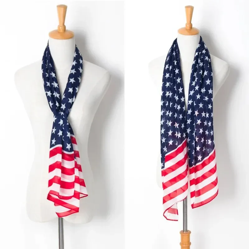 American flag pattern stars and stripes European and American lengthened chiffon scarfStars and Stripes Flag Sailor 5