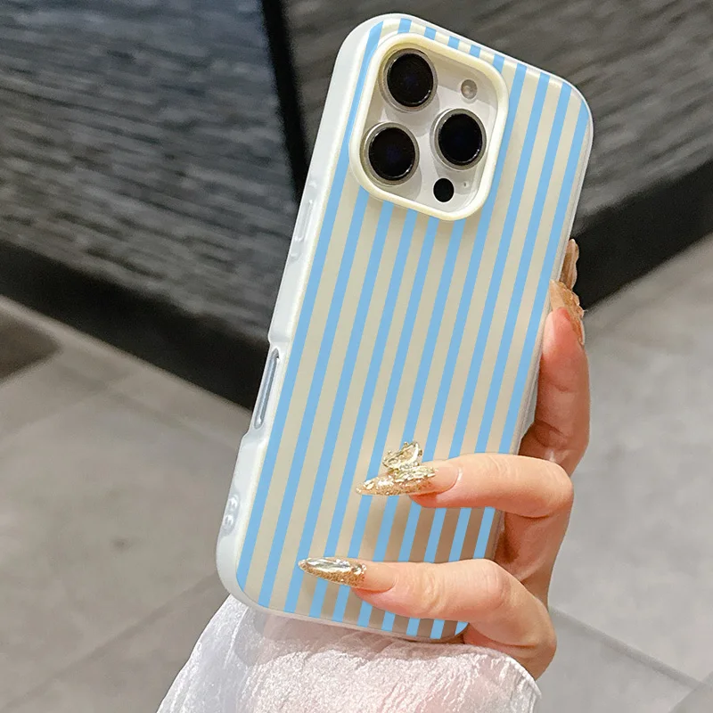 Stylish Blue and White Striped Silicone Fashion Phone Case