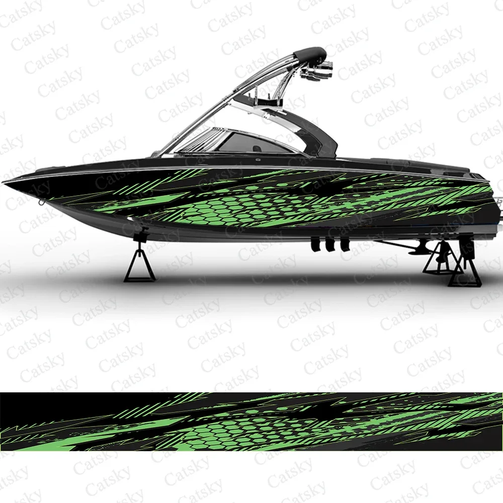 

Abstract line design graphics Boat wrap sticker vinyl pontoon deck boat fishing decal design uniform vector abstract print