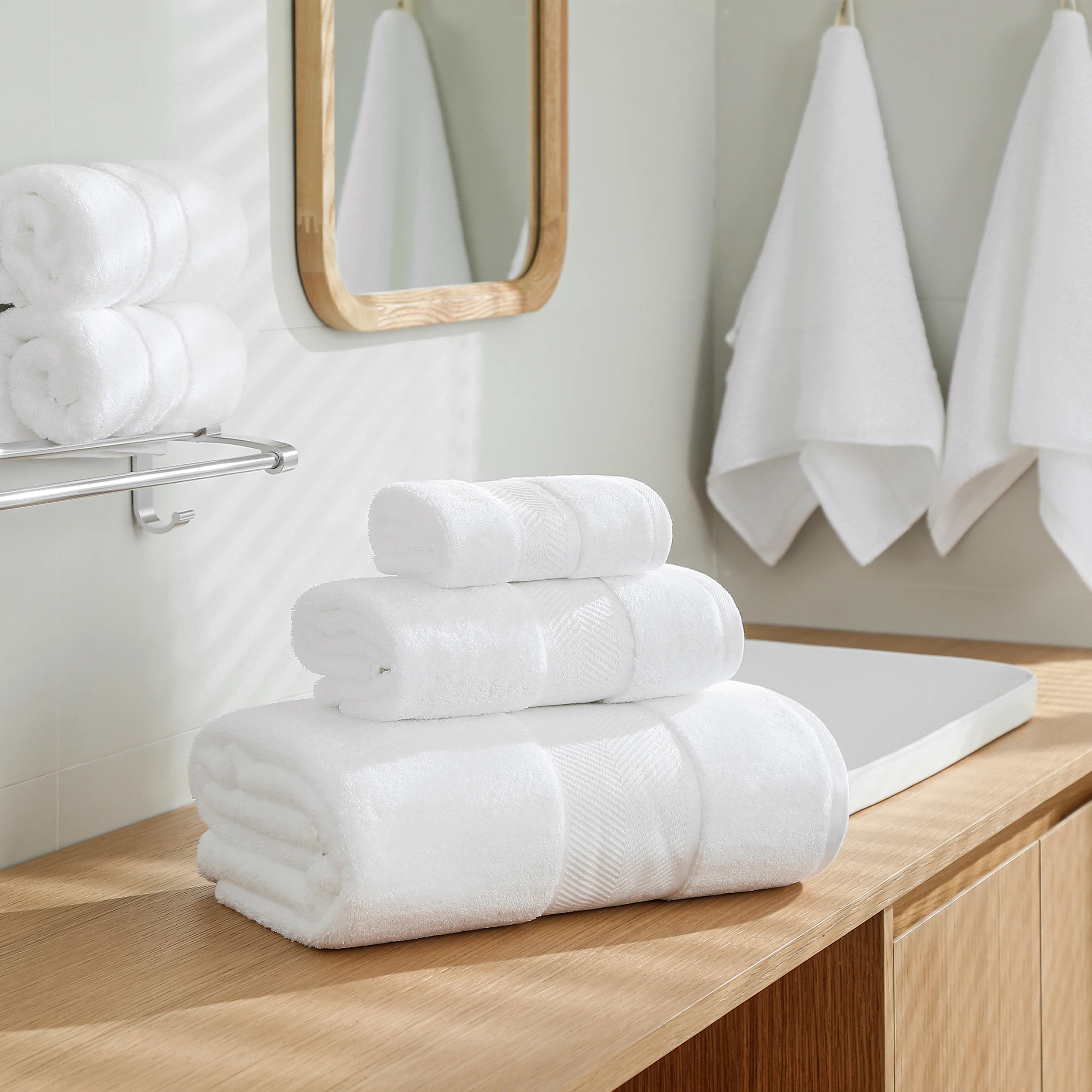 

Simple&Opulence Premium 100% Cotton Towel Set 6 Piece Soft Absorbent Towel for Bathroom 2 Bath Towels 2 Hand Towels&2 Washcloths