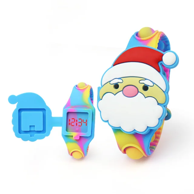 Colorful Silicone Kids Sports Watches Cartoon Santa Claus Christmas Tree Elk Children Digital Watch Boys Girls Christmas Gifts