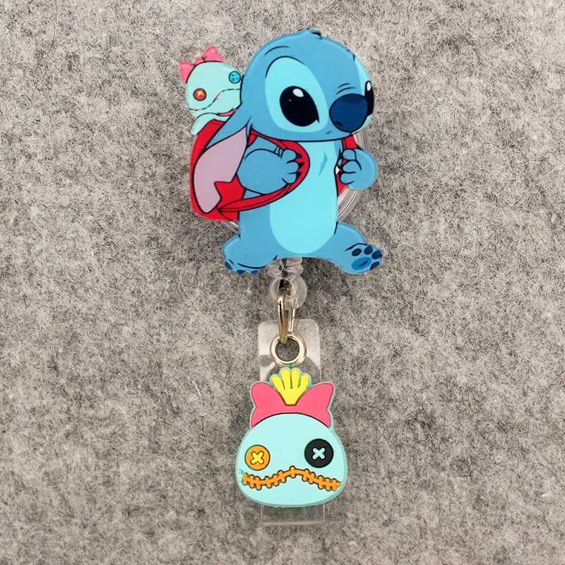 Two Face Girl Mouse Stitch Style Badge Reel Nurse Workers Enfermera ID Holder Retractable Name Card Holder Accessory retractable badge reel badge holder retractable id tag retractable id lanyard