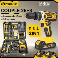 MELLWIN – perceuse à percussion électrique à couple 25 + 3, tournevis électrique sans fil réglable à 2 vitesses, outil électrique pour broche de batterie Makita 18V 1