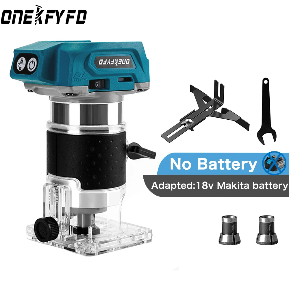 Brushless Wood Router Wood Trimmer Machine Electric Hand Trimmer Carpentry Tool Woodworking Trimming for Makita 18V （No Battery） 3000w 8 inch brushless cordless mini handheld electric chain saw garden trimming saw wood cutting tool for makita 18v battery