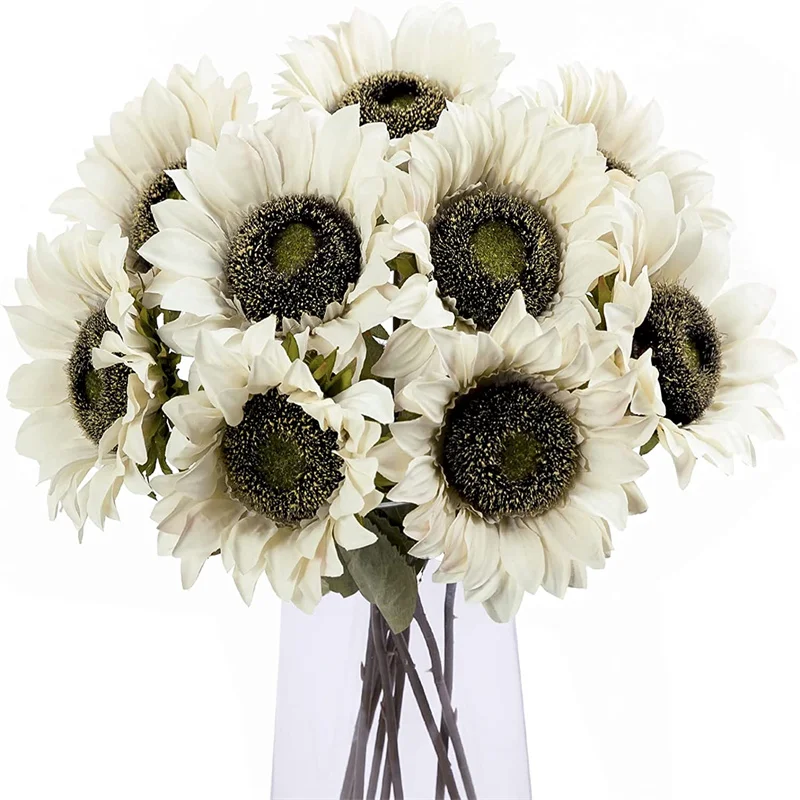 6 Pcs Big Artificial Flowers Sunflowers With Stems Bouquet Look Real
