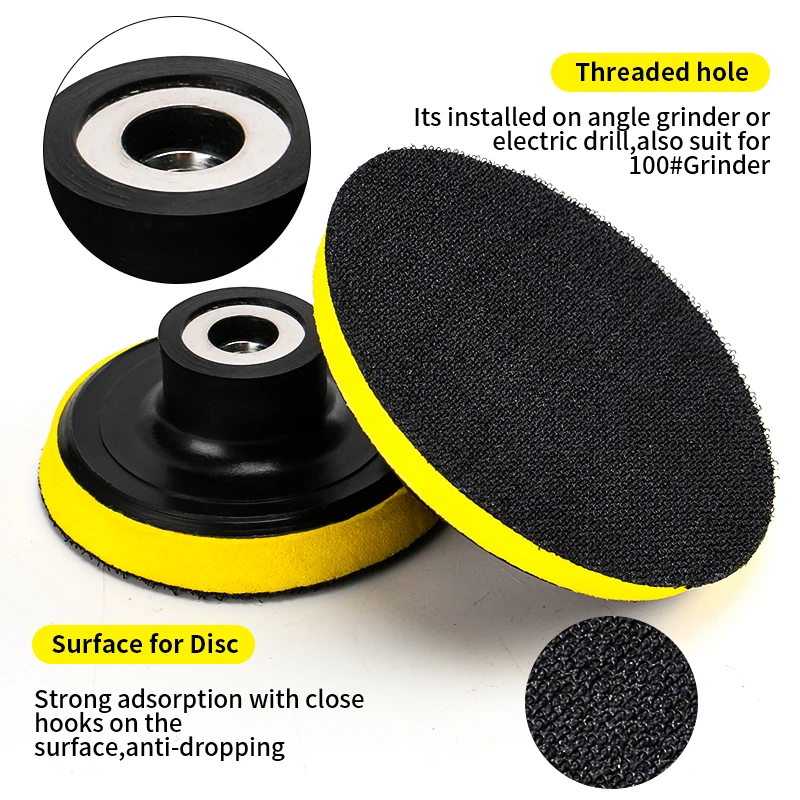 Hook And Loop Backing Pad Plate 2 3 4 5 6 7 Inch Self-adhesive Disc With M10 / M14 Thread For Sanding Polishing