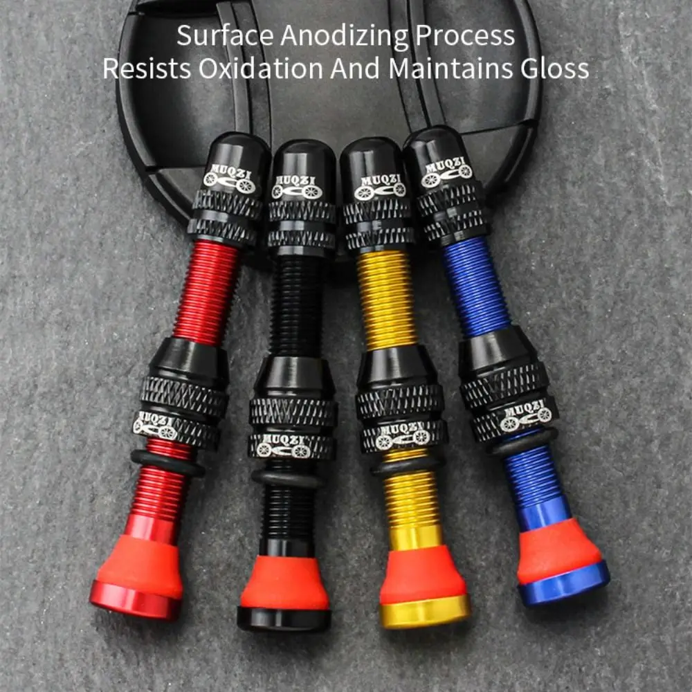 

1 Set 40mm/60mm Bike Schrader Valve Aluminum Alloy with Wrench Tubeless Tire Valves Sealant Compatible CNC Technology