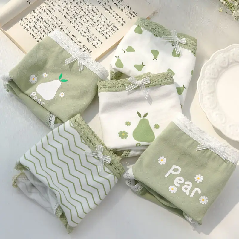 5PCS Teens Girls Thin Breathable Briefs Kids Cotton Antibacterial Panties 7+y Young Children Underwears Baby Cute Print Knickers