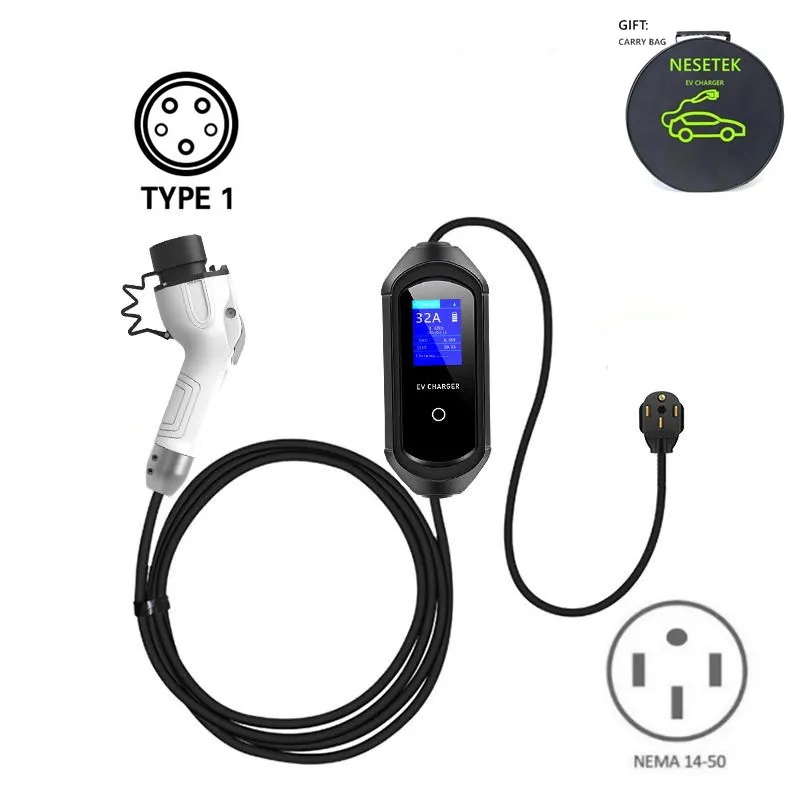 

Type 1 J1772 Fast Charging Station Car Charger Level 2 NEMA 14-50 US Plug 32A 7KW Electric Vehicles Home Portable EV Charger