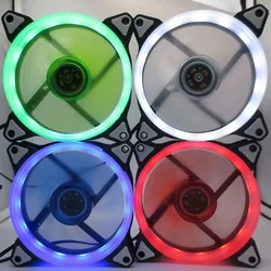 Ventilador de chasis de ordenador de escritorio, luz LED Solar de 12cm, Aurora individual, cuatro colores rojo, azul, verde y blanco