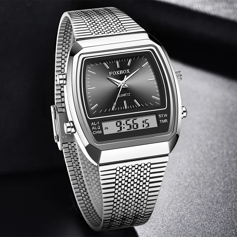 Foxbox 2026 New Luxury Mens Watch Sports Fashion Digital Watches Men Waterproof Luminous Steel Quartz Wristwatches Reloj Hombre, Alina Gadgets