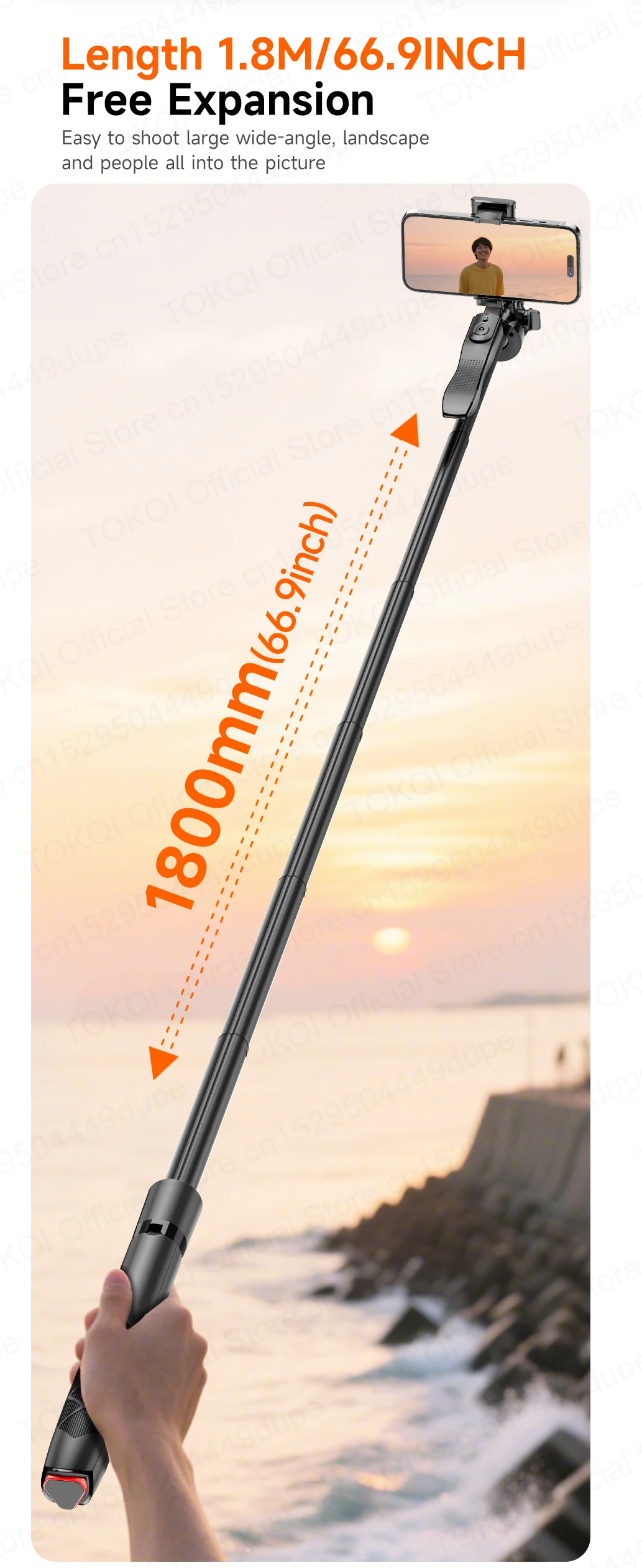 Tokqi L16-tt Selfie Stick Tripod With 360 Degree Rotation And Fill Light_voghion.com