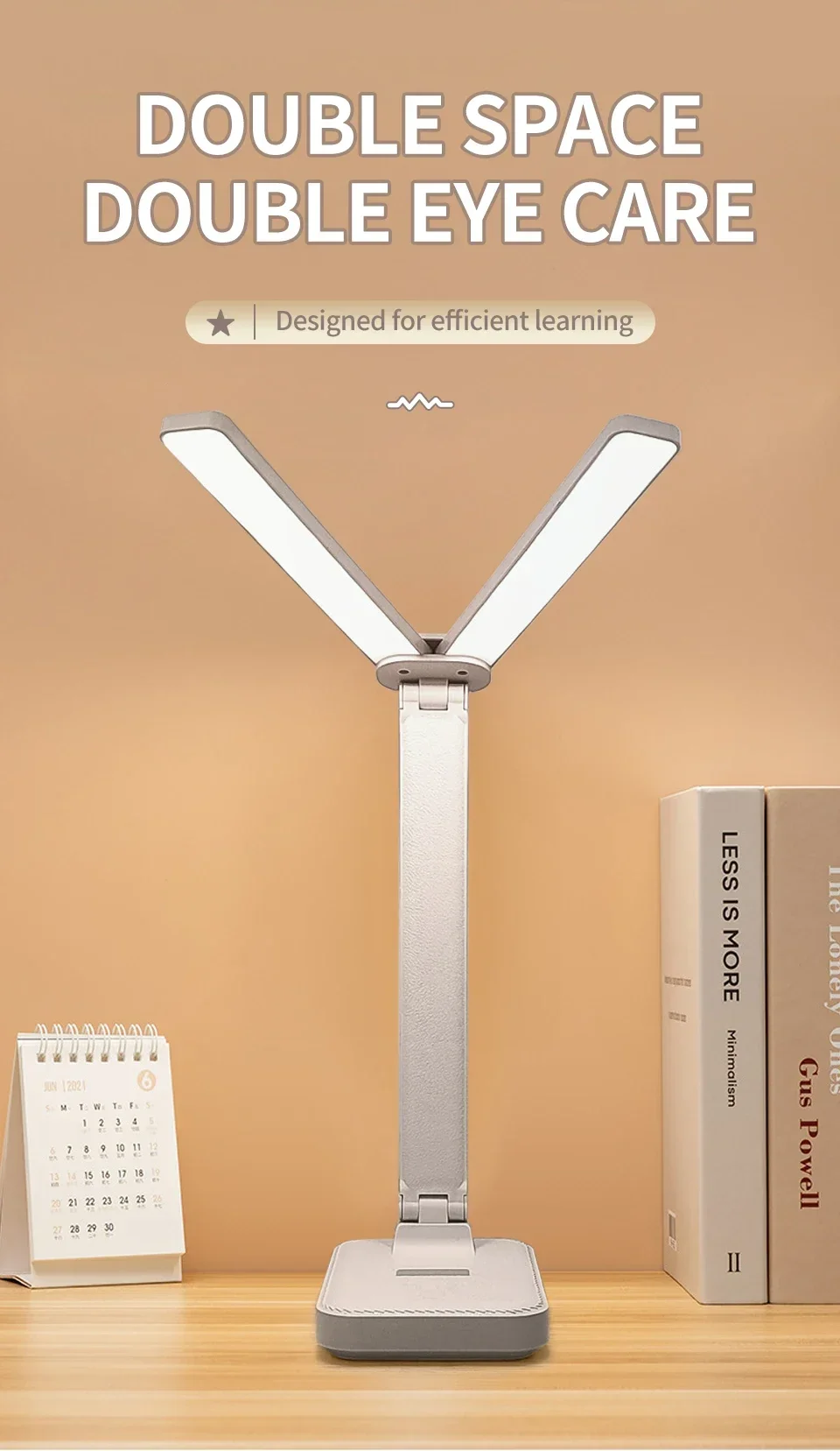 Description Picture 2 of itemCreative LED Desk Lamp USB Rechargeable 3 Levels Dimmable Touch Table Lamp Foldable Bedside Desk Eye Protection Reading Lamp