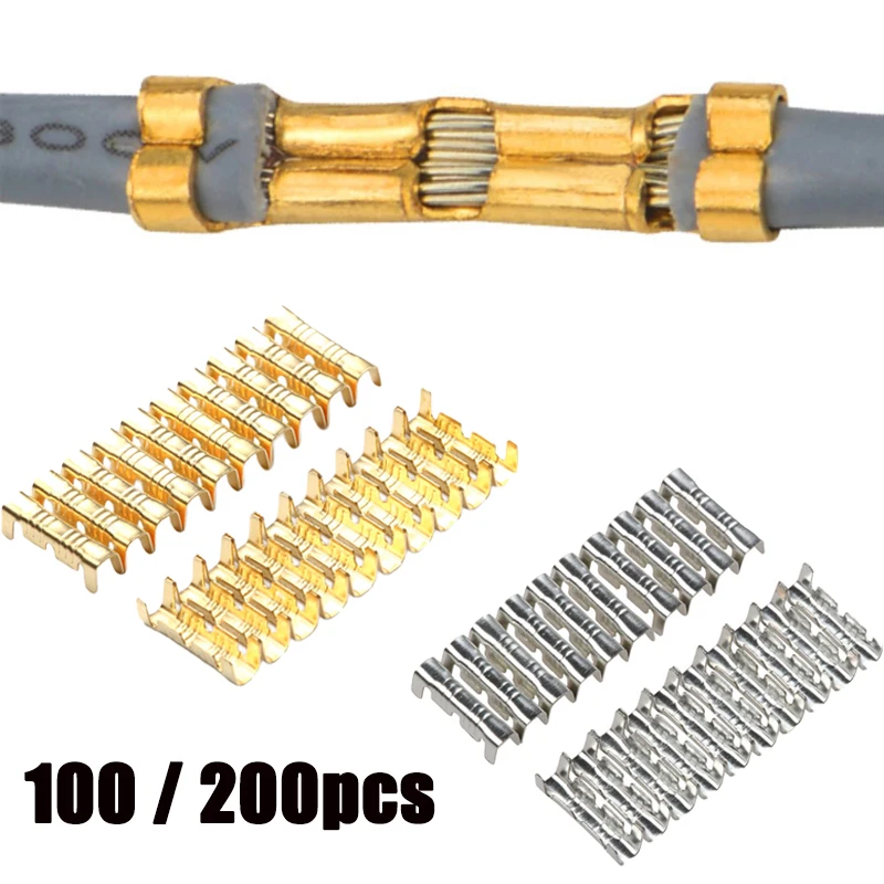 

100/200pcs Wire Connector Terminals Tips Crimping Electrical Block Spade Connector Crimp Terminals U-shaped Terminal 0.5-1.5mm2