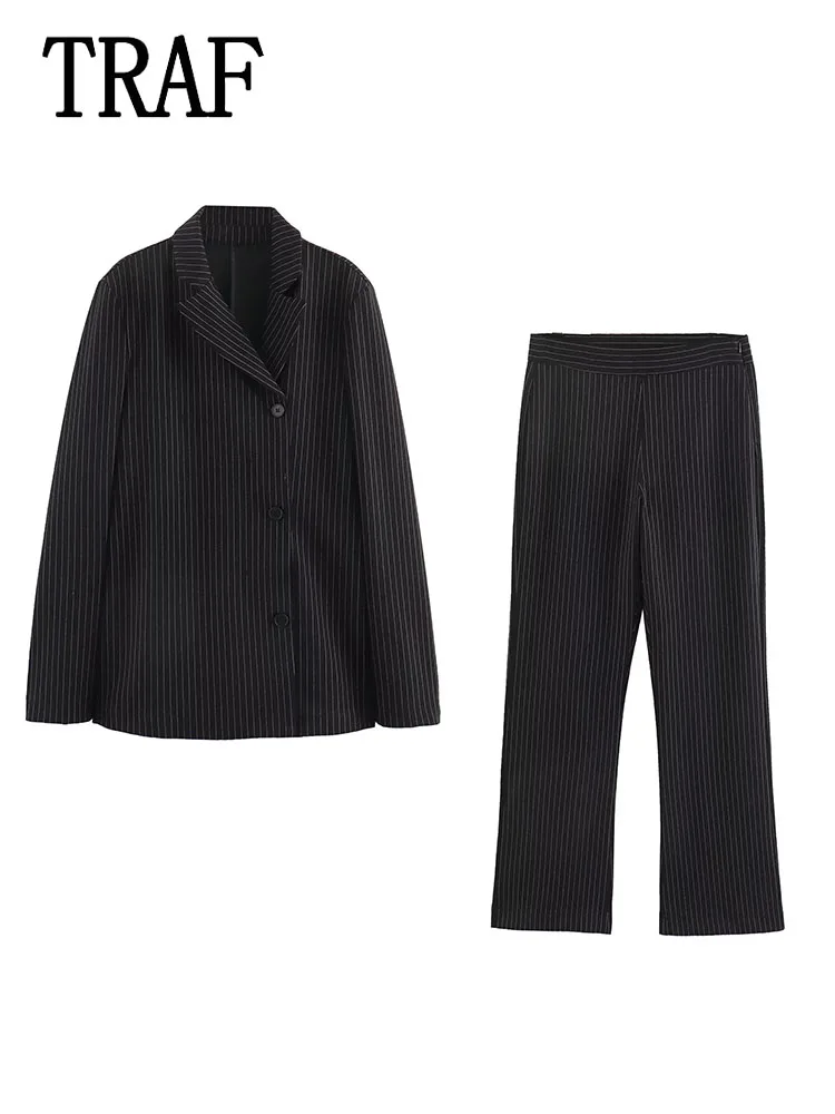 

TRAF Women's Suit 2024 Winter New Two Piece Set Women Pants Sets For Women 2 Pieces Office Blazer Coat Women Outfit