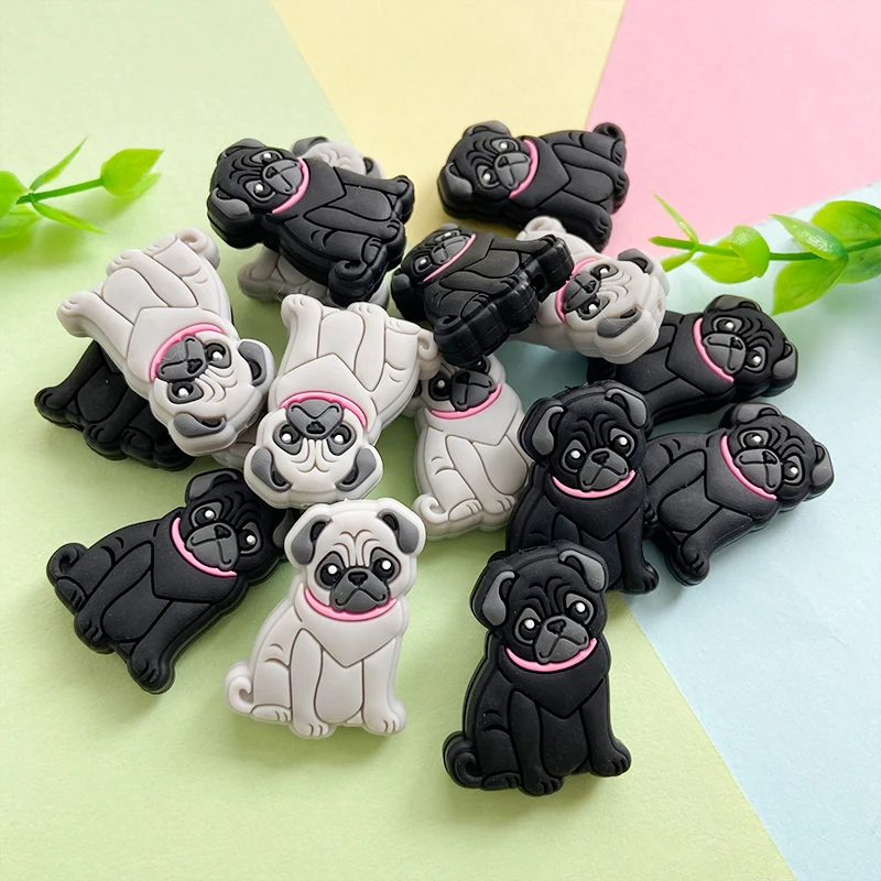 10pcs free BPA new Pug Baby Teeth beads cute silicone beads food grade baby care range toy accessories