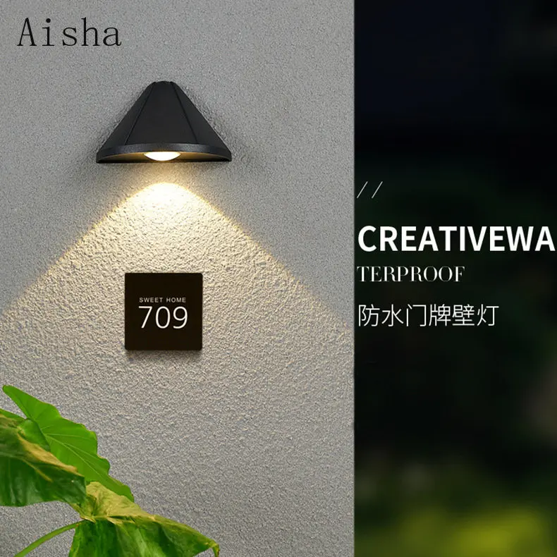 

Indoor Led Waterproof Wall Lamp IP65 Outdoor Villa Yard Door Plate Wall Sconces for Home Decorate Hotel Bedroom Bedside Lamp