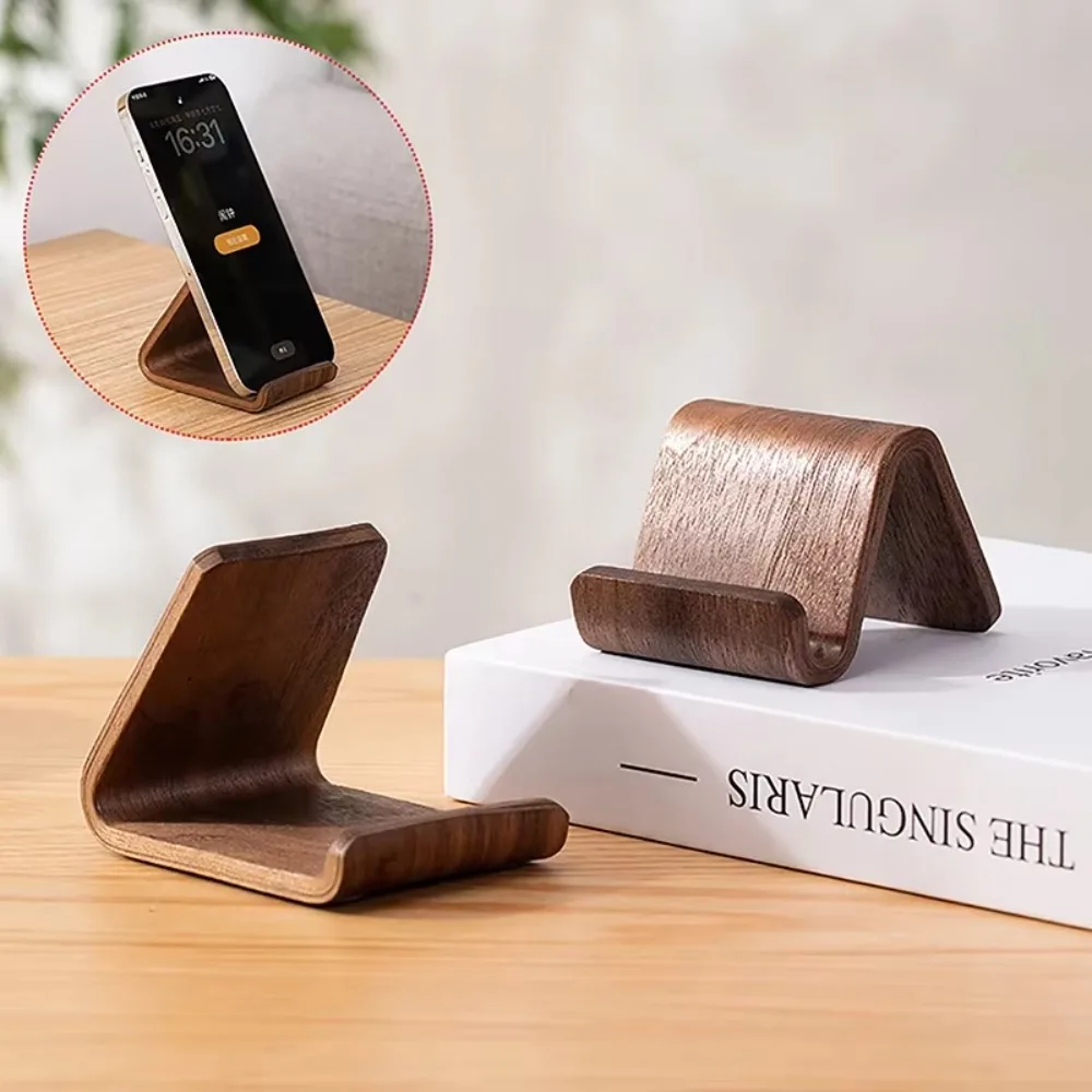 Elegant Walnut Bentwood Phone Stand – Stylish Desk Accessory & Universal Smartphone Holder