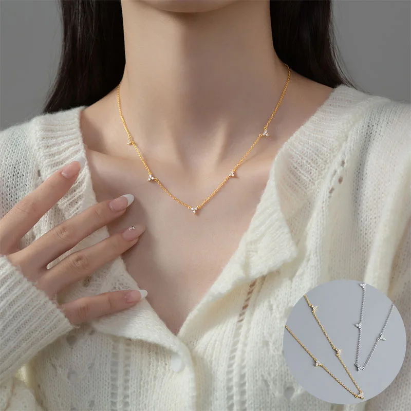 

Женское ожерелье из серебра 100% пробы, с цирконом