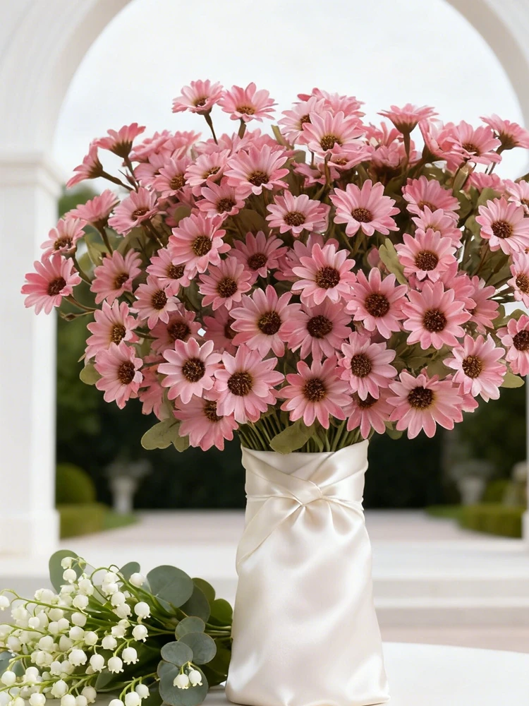 Künstliche Blumen Seiden-Gänseblümchen Valentinstag Hochzeit Brautstrauß Heim Zimmer Außenbereich Garten Kranz DIY Geschenkbox Bestseller – Detail 3