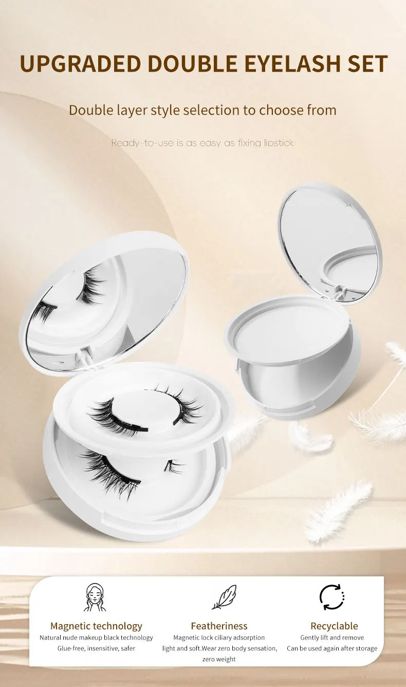 Description Picture 4 of item[Two sets of magnetic false eyelashes] Hot glue-free false eyelashes, presenting a net red natural naked feeling and imitating m