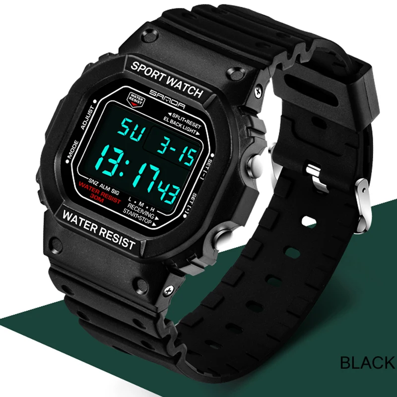Luxury Military Sport Digital Watch for Men - Fashionable Design with Alarm and Stopwatch Functions