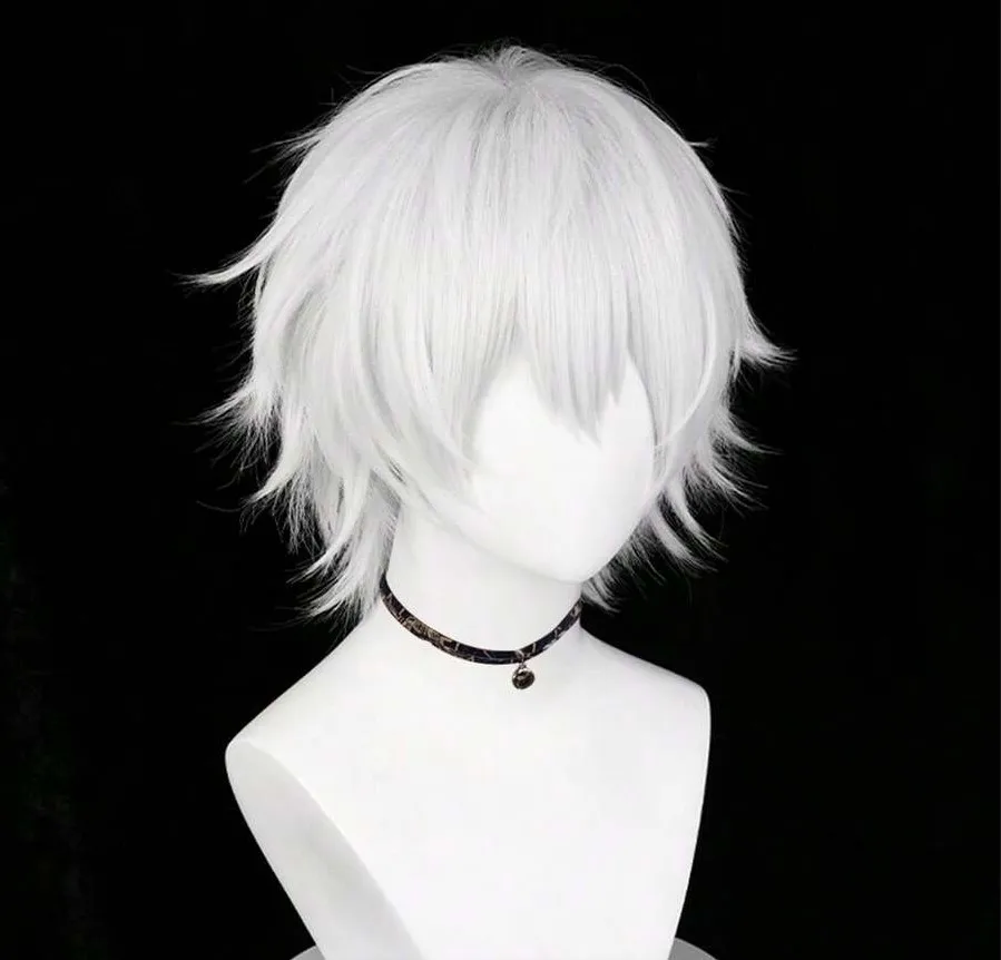 White Men Short Synthetic Straight Fluffy Wig Anime Game Cosplay Wig Heat Resistant For Daily 3