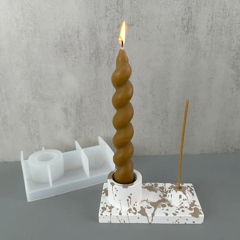 SquareIncenseHolderSiliconeMoldDIYCandlestickCraftsMaking