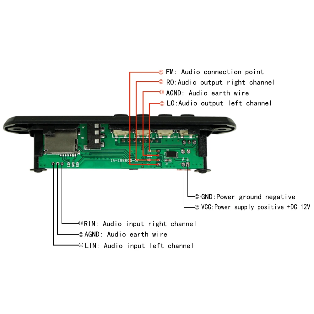 12V Wireless Bluetooth 5.0 MP3 Decoder Board Car Audio USB TF FM Radio Module Color Screen MP3 Player with Remote Control