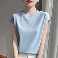 100% Mercerized Cotton O-neck T-shirt Summer Solid Color Sleeve Top Casual And Comfortable Short-sleeved Women's Clothes - Image 5