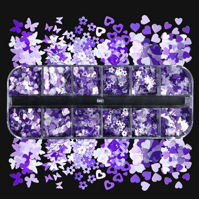 Valentines Empty Love Heart Nail Sequins Holographic Glitter Flakes Decor For DIY Accessories Designer Nail Supplies Tools