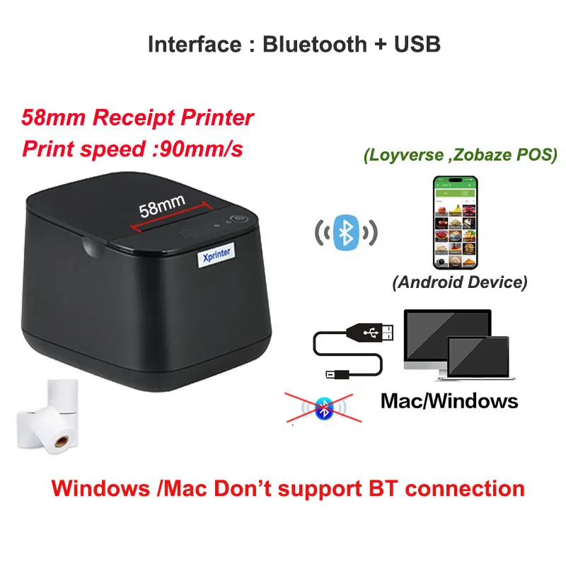 طابعة إيصالات حرارية محمولة ، طباعة إيصالات صغيرة...