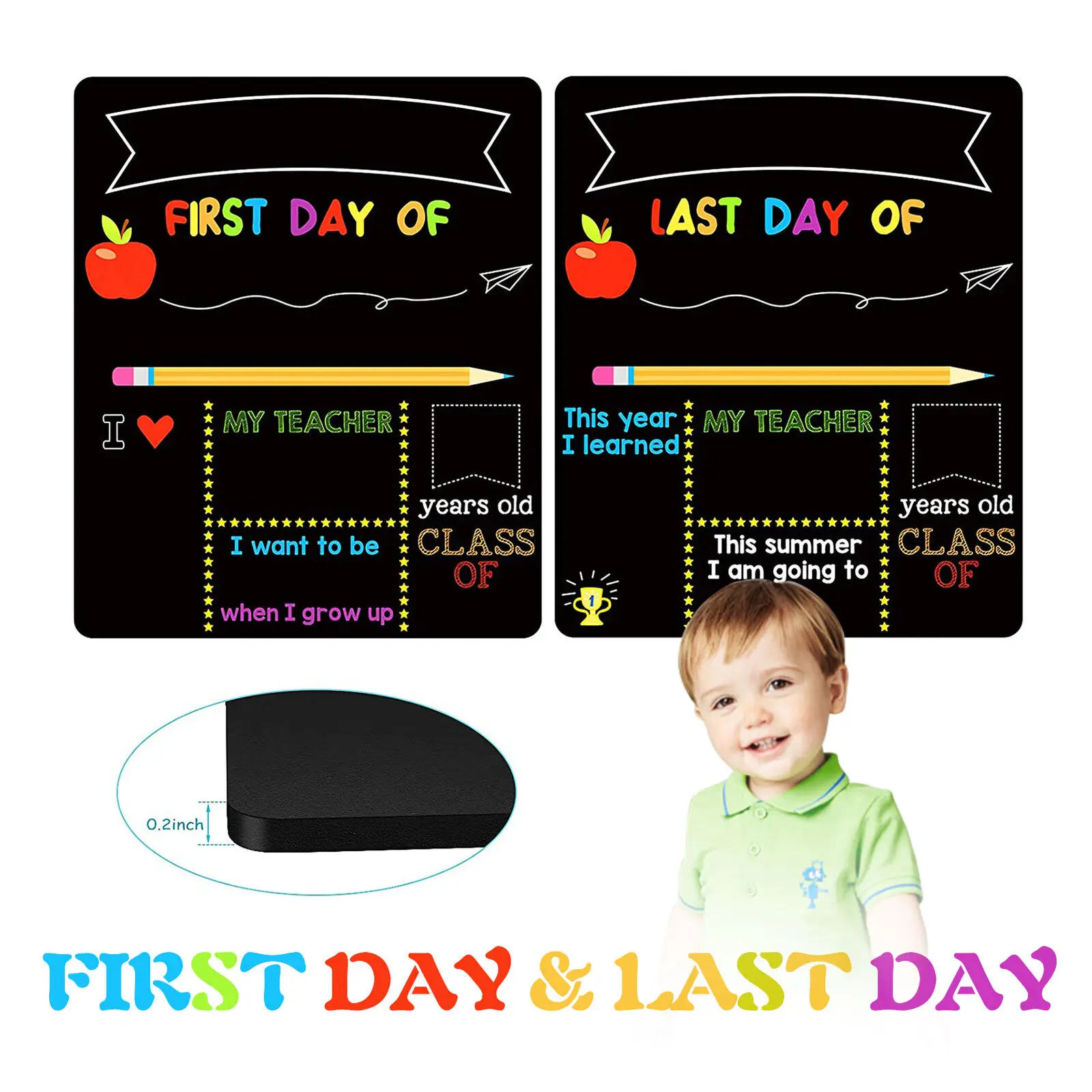 Student Chalkboard Double-sided Message Board for School