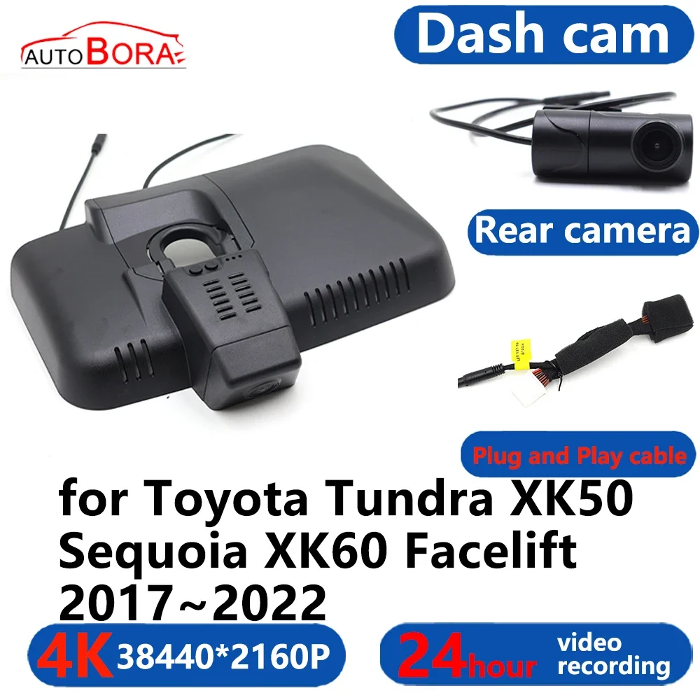 

AutoBora 4K Wifi 3840*2160 Car DVR Dash Cam Camera 24H Video Monitor for Toyota Tundra XK50 Sequoia XK60 Facelift 2017~2022