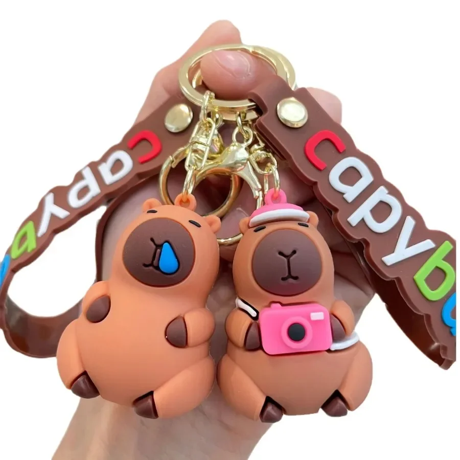Cute Capybara Keychain Car Keys Anime Accessories Key Chain Women Doll Keyring Charm Holiday Gifts Jewelry