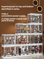 Dustproof Doll Display Case with Magnetic Levitation Stand and LED Light, Clear Acrylic Storage Box for Collectibles 2