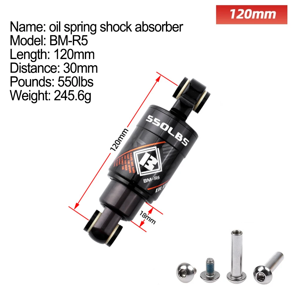 

Bicycle Rear Shock Absorber 125-190mm 1000LBS Ebike Electric Scooter Absorber Oil Spring Dampers Bicycle Parts