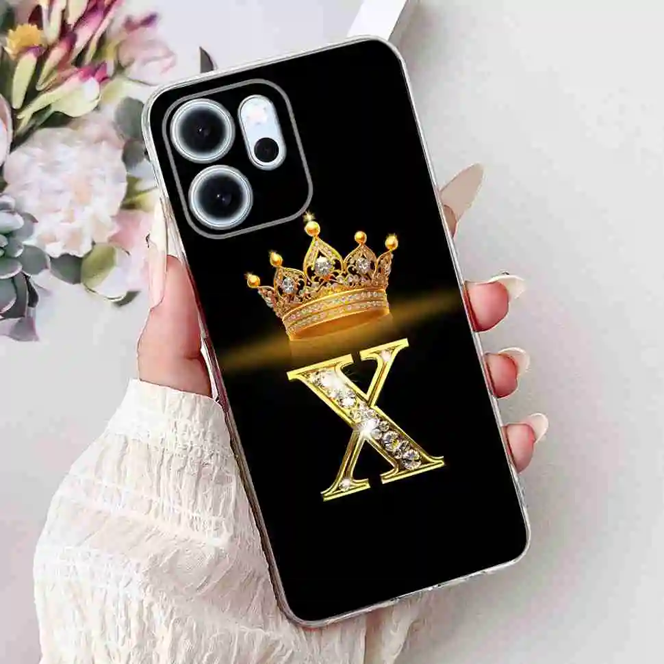 Stylish Alphabet Crown TPU Silicone Phone Case - Fits 6.57 Devices