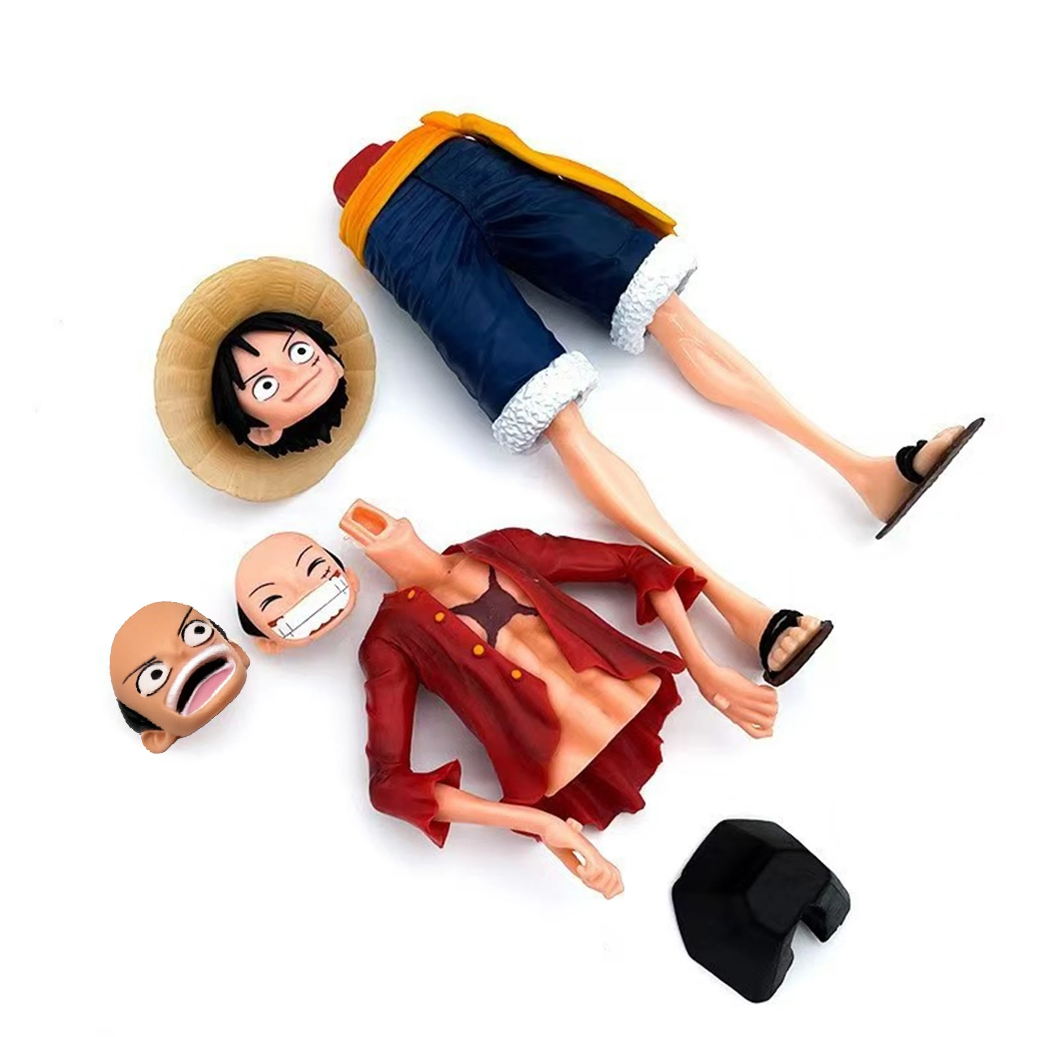 Figurine d'anime une pièce de 28cm, Smiley confiant Luffy, poupée à trois formes, visage changeant, modèle d'action, Kits de jouets