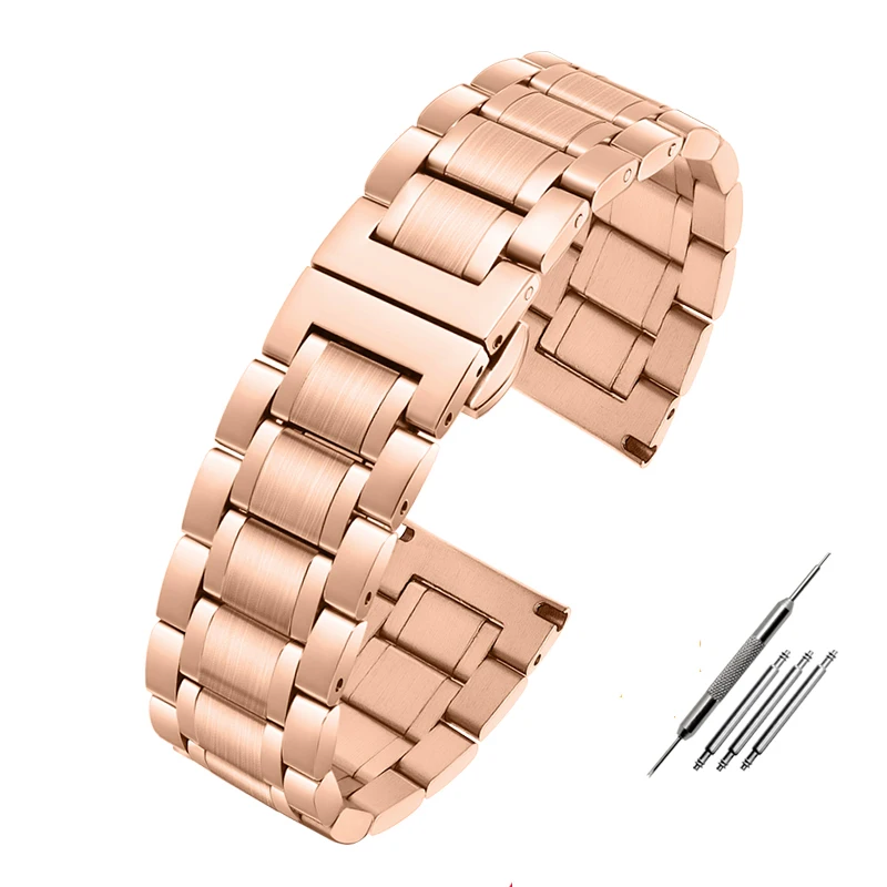 Elegant Curved End Stainless Steel Watchband Bracelet Strap