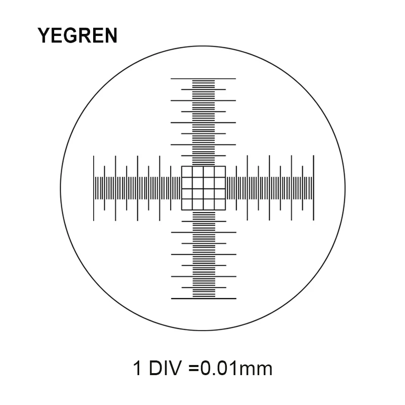

DIV 0.01 mm Eyepiece Micrometer for Biological Microscope Ocular Reticle Cross Ruler Diameter 20 mm Calibration