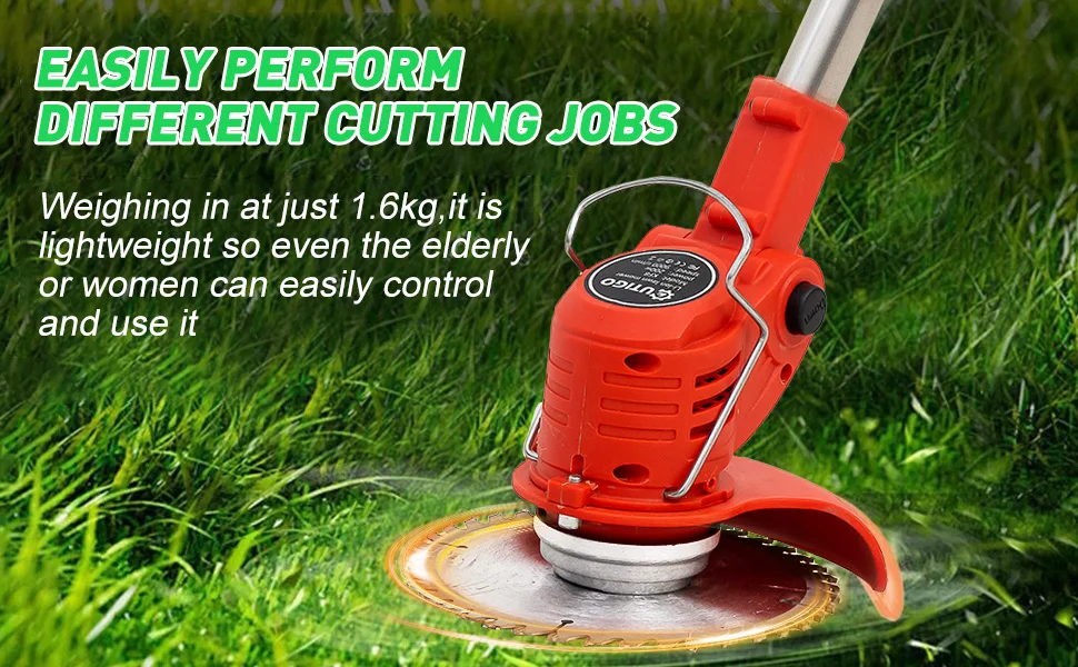 Olika bladalternativ för trimmern upplagda på en yta