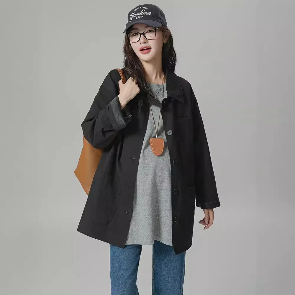 Maternity Coat Autumn Winter Fashionable Korean Style Casual Long Coat Large Size Loose Maternity Top for Pregnant Women