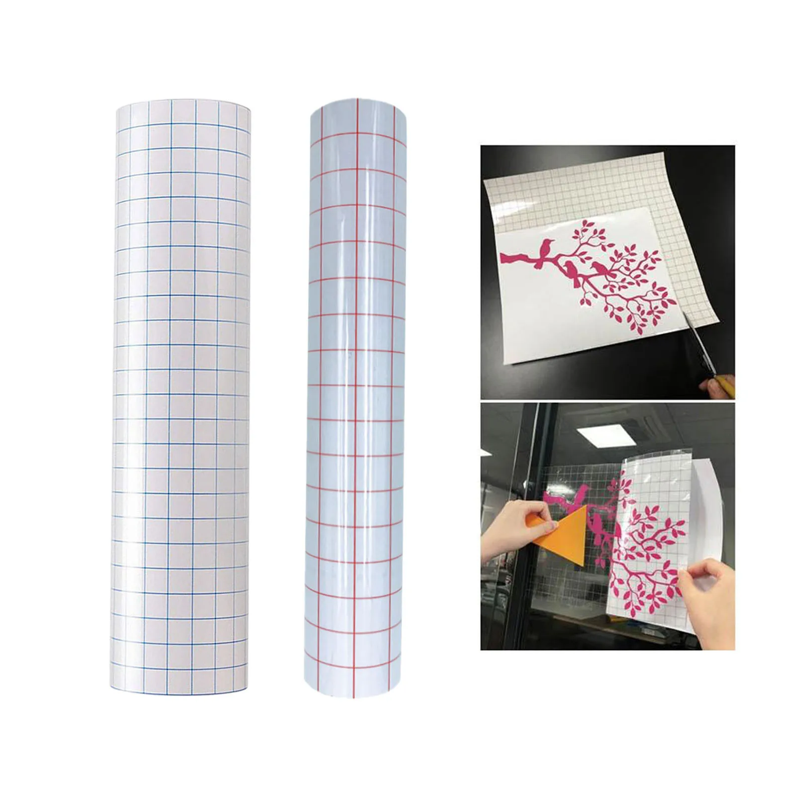 12 x 60inch Vinyl Transfer Paper Tape Roll Cricut Adhesive Clear Alignment  Grid Adhesive Hotfix Paper Positioning Papers - AliExpress