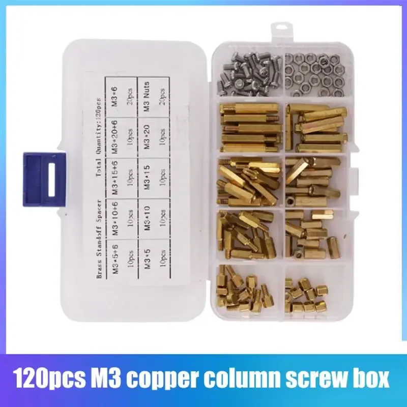 

120Pcs M3 Male Female Brass Hex Column Standoff Support Spacer Pillar M3 Screw Nut For PCB Board