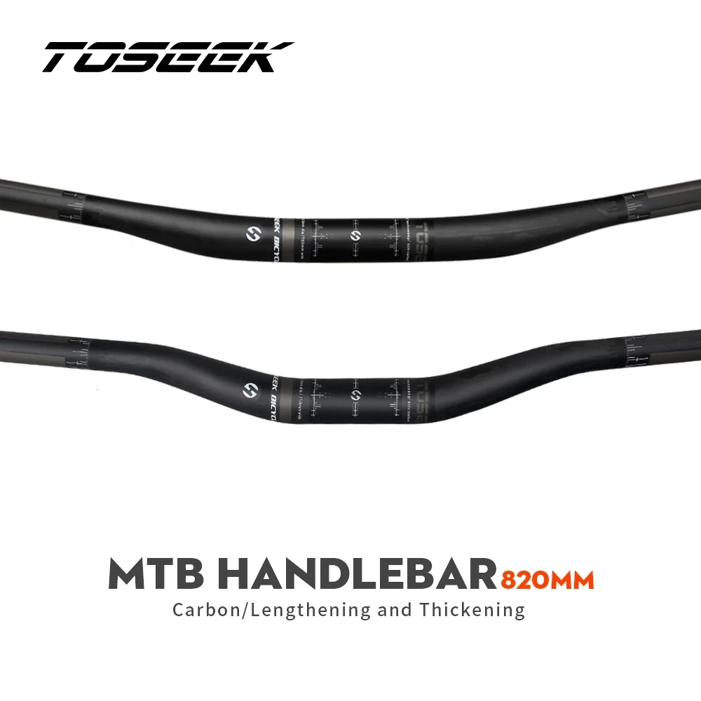 

TOSEEK UD Carbon Bicycle MTB Handlebar 31.8mm Off-road Extension Swallow Shaped Handlebar Bend up 15/25mm Width 750/820mm