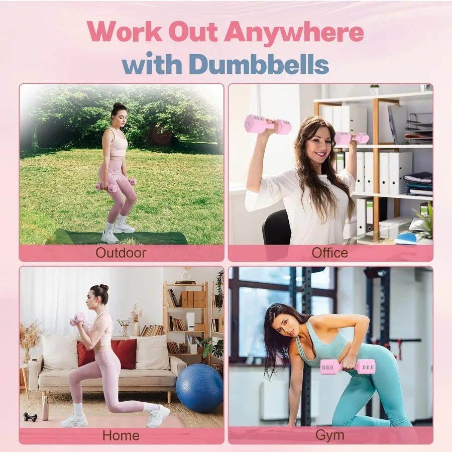 Adjustable Dumbbell Set of 2, 4 in 1 Free Weights Dumbbells Set for Women with Fast Adjustment, Each 2lb 3lb 4lb 5lb Hand Weight