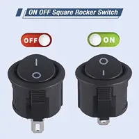 Round Rocker Switch Black On Off 2 Pin Mini Round Toggle Switch 3A 250V 6A 125V 15MM Circle Switches for RV Car Truck Boat 2